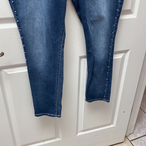 Q a.n.a solid blue stretch skinny plus size denim jeggings jeans 👖 size 18 - Picture 2 of 7